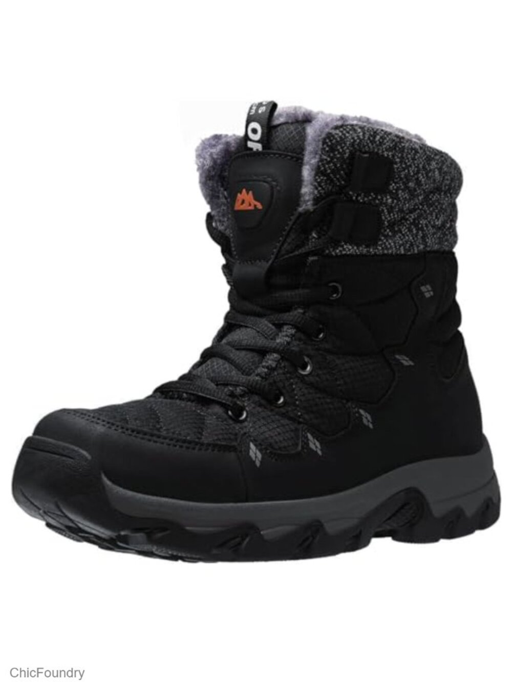 Mens Water Resistant Snow Boots Faux Fur Lined Non Slip Winter Mid Top
